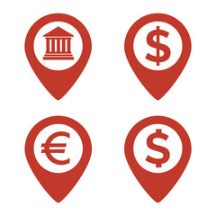 Map pin location icons set