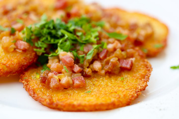 Potato pancakes with bacon