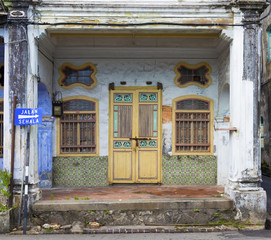 Traditional house front in Georgetown Penang