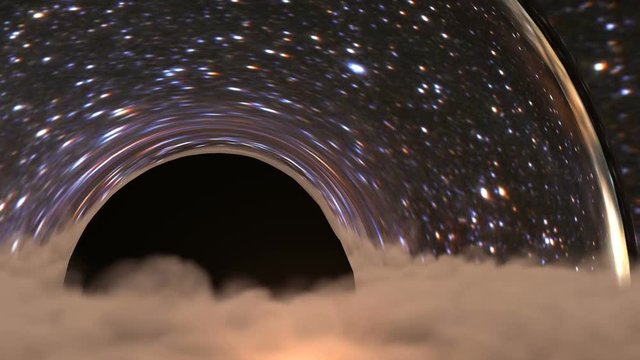 Black hole simulation. Black hole twists space time and absorbs matter and energy.
