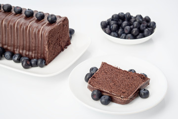 chocolate cake with blueberries