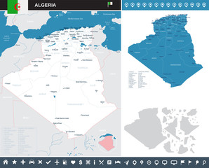 Algeria - infographic map - Detailed Vector Illustration