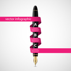 Infographic design template. Colored ink pens. Vector illustration.