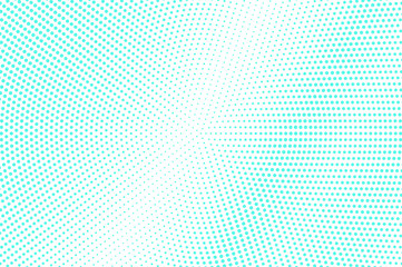 Mint blue dotted halftone. Half tone vector background. Cold dotted gradient.