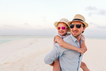 Father and daughter at beach