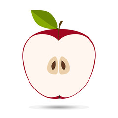 Red Apple Slice Vector Illustration.