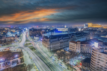 Naklejka na ściany i meble Bucharest city center - aerial view