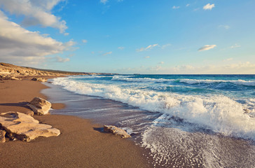 Storming sea and wide-spreading waves, Cyprus