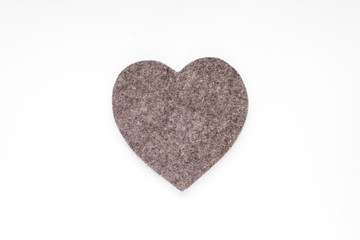 Felt hearts isolated on white background