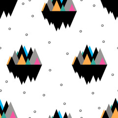 Fashionable textiles with funny mountains and painted circles. Vector.
