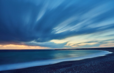 Fototapeta premium Sunset on the shores of the Mediterranean Sea