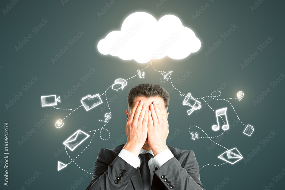 Aufkleber cloud computing and data loss concept