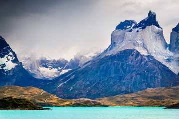 Torres del Paine in Patagonia, Chile - Cuernos del Paine - obrazy, fototapety, plakaty