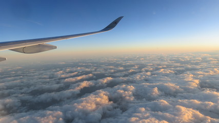 Fototapeta na wymiar Fliege über den Wolken