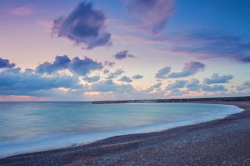 Sunset on the shores of the Mediterranean Sea