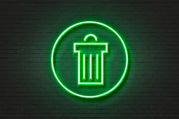 Neon light icon trash