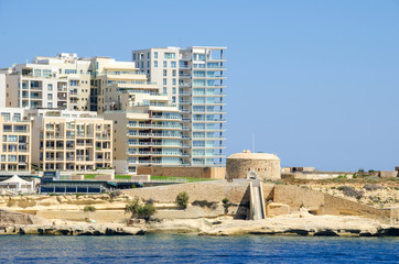 Tigne Point with Fort Tigne  in Sliema, Malta