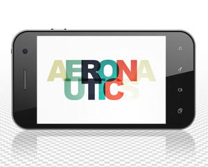 Science concept: Smartphone with Painted multicolor text Aeronautics on display, 3D rendering