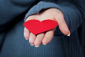 Fototapeta premium Valentine gift. Heart on hand