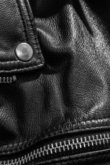 black leather jacket close up