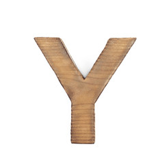 Single sawn wooden letter isolated