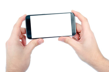 Touch screen smartphone in a hand