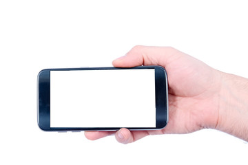 Touch screen smartphone in a hand