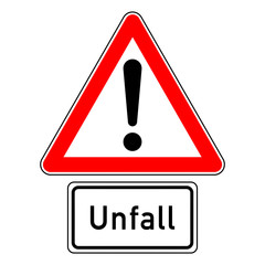 ncsc32 NewCombinationSignCaution ncsc - rsas11 RoadSignAdditionalSign rsas - Verkehrszeichen StVO - Achtung - Ausrufezeichen / dreieckig - Zusatzzeichen 1007-50 Text: Unfall - xxl g5859