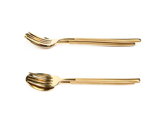 Composition of spoon and fork isolated