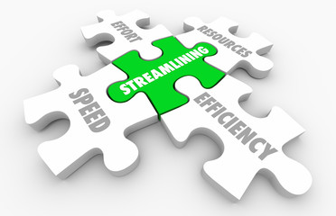 Streamlining Resources Speed Efficiency Puzzle Pieces 3d Illustration