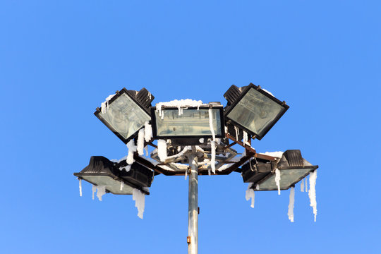 Close-up Street Lamp on a winter day outdoors
