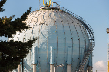 Nuclear power plant polluting and harmful to the environment emitting gases and contributory to global warming of planet earth