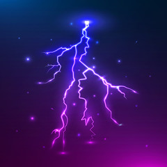 Vector colorful lightning. Thunder storm and thunder bolt design. Electric flash. Vector illustration