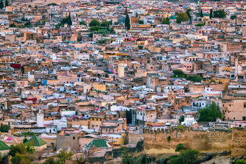 Morocco, Fez - Views over the old city "medina".