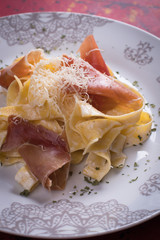 Italian pasta with prosciutto