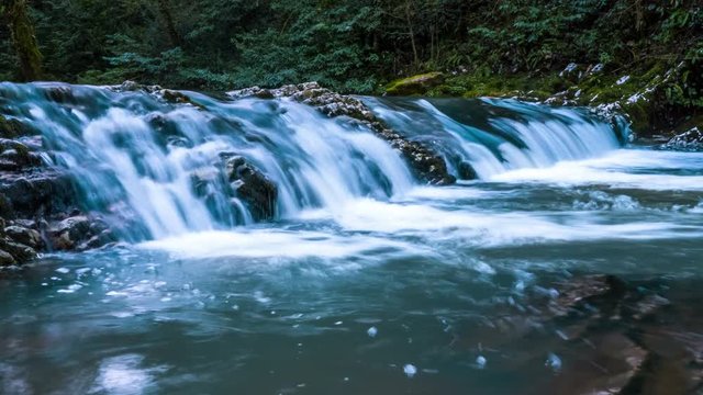 Fabulous waterfall in Caucasus mountains. timelapse