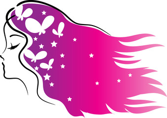long hair girl with butterfly