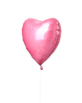 Single big red heart balloon object with smile for birthday or valentines day 