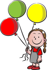 kid holding balloons