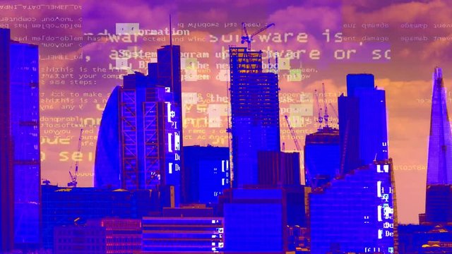 amazing london city timelapse with data and computer programming information mapped ontp the building facades