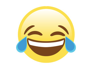 Isolated yellow vector yellow laugh and crying tear flat icon