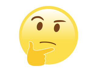 Isolated vector yellow pondering face with right hand icon flat icon