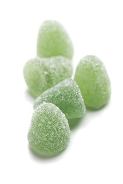 Hard candies over white background