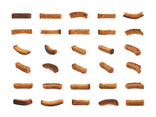 Single bread crouton isolated