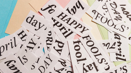 words Happy April Fools Day on colorful background