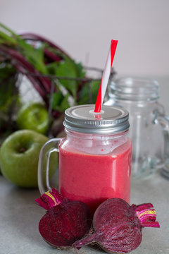 Healthy dietary detox food, fresh smoothie frim young red beets