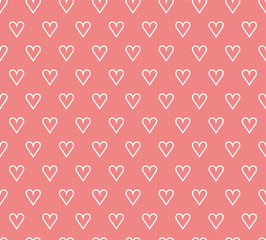 Hand drawn vector illustration with cute hearts. Geometric Seamless Pattern.