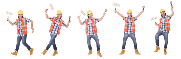 Funny painter isolated on white