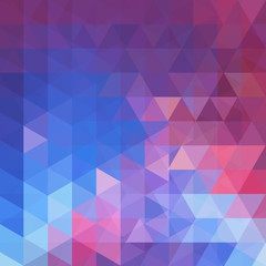 Abstract vector background with pink, blue, purple triangles. Geometric vector illustration. Creative design template.