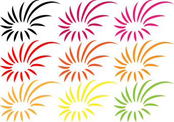 Calligraphic decorative elements with lines